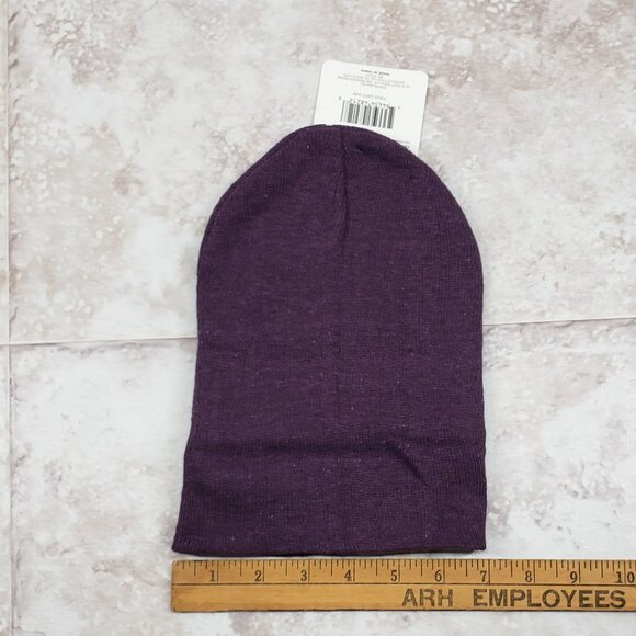 Adult Basic Beanie Cap Cuffed Eggplant Hat OS Solid Color Tight Knit Toboggan - Picture 5 of 7